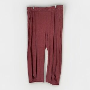 Garnet Hill Oasis Knit Wide‎ Leg Crop Lounge Pajama Pants Red XL Soft Blend